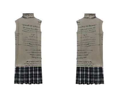 PLAID TURTLENECK TANK DRESS