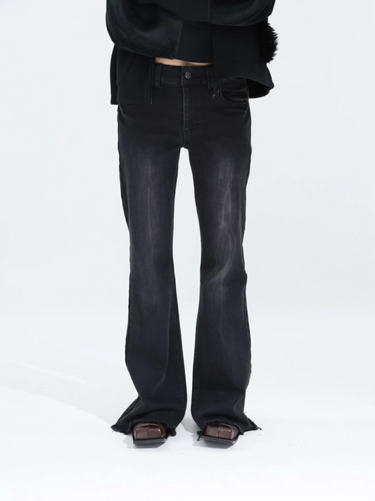 WASHED SKINNY FLARE JEANS