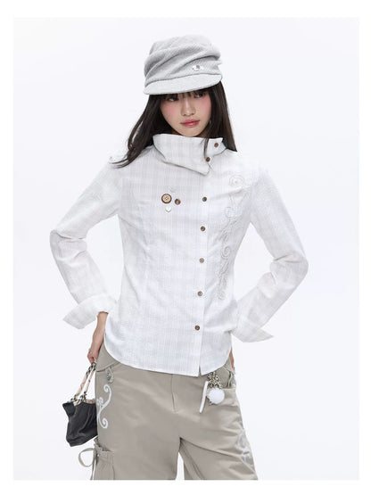 SPRING EMBROIDERED PLAID SHIRT