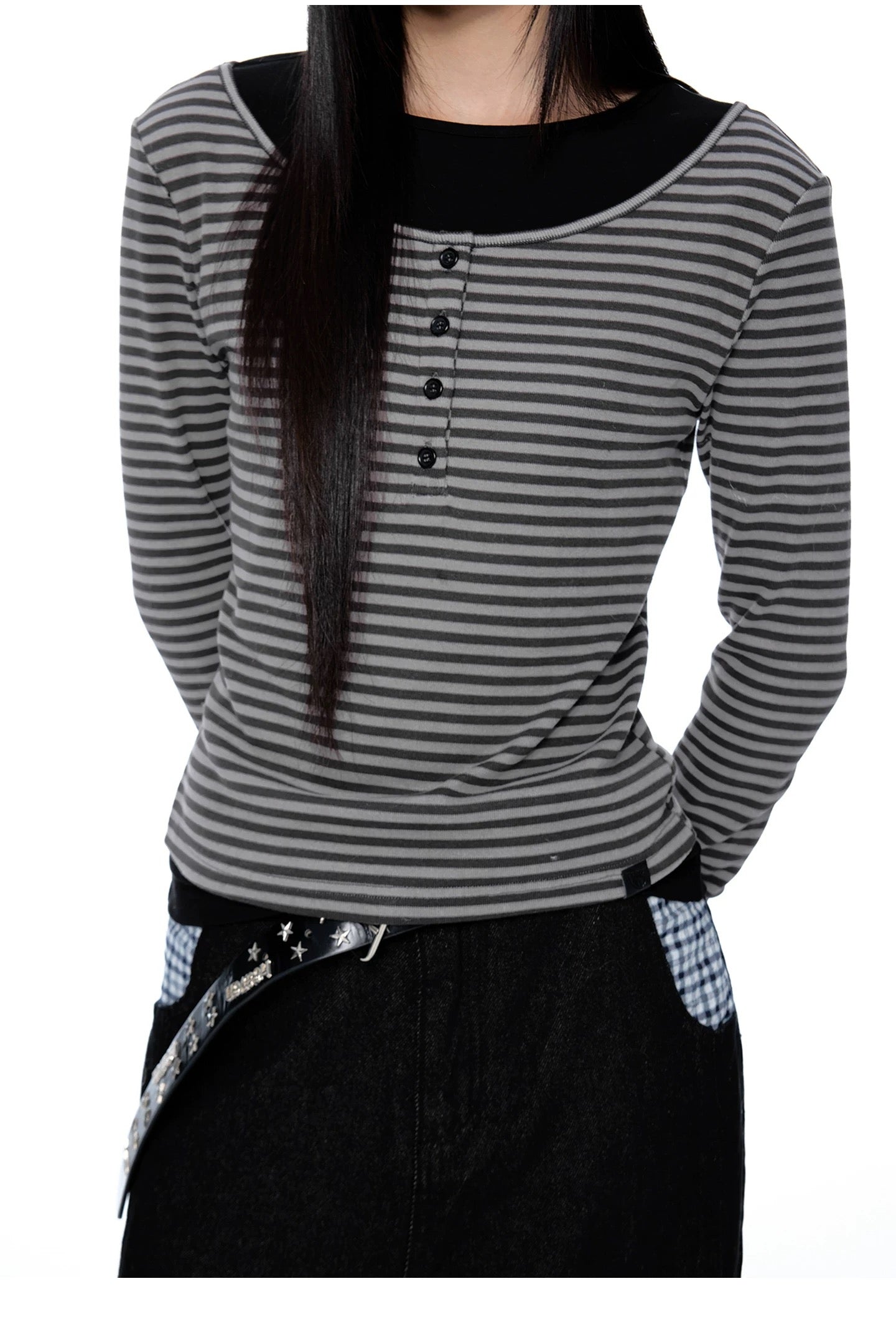 LAYERED HENLEY STRIPE