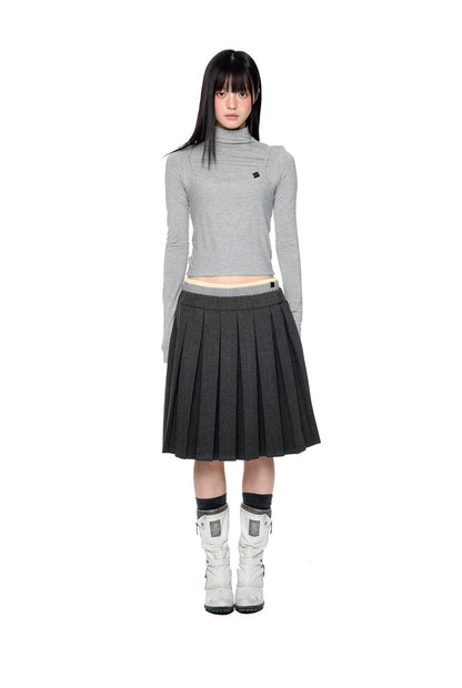 WAIST-LAYERED PLEATED SKIRT