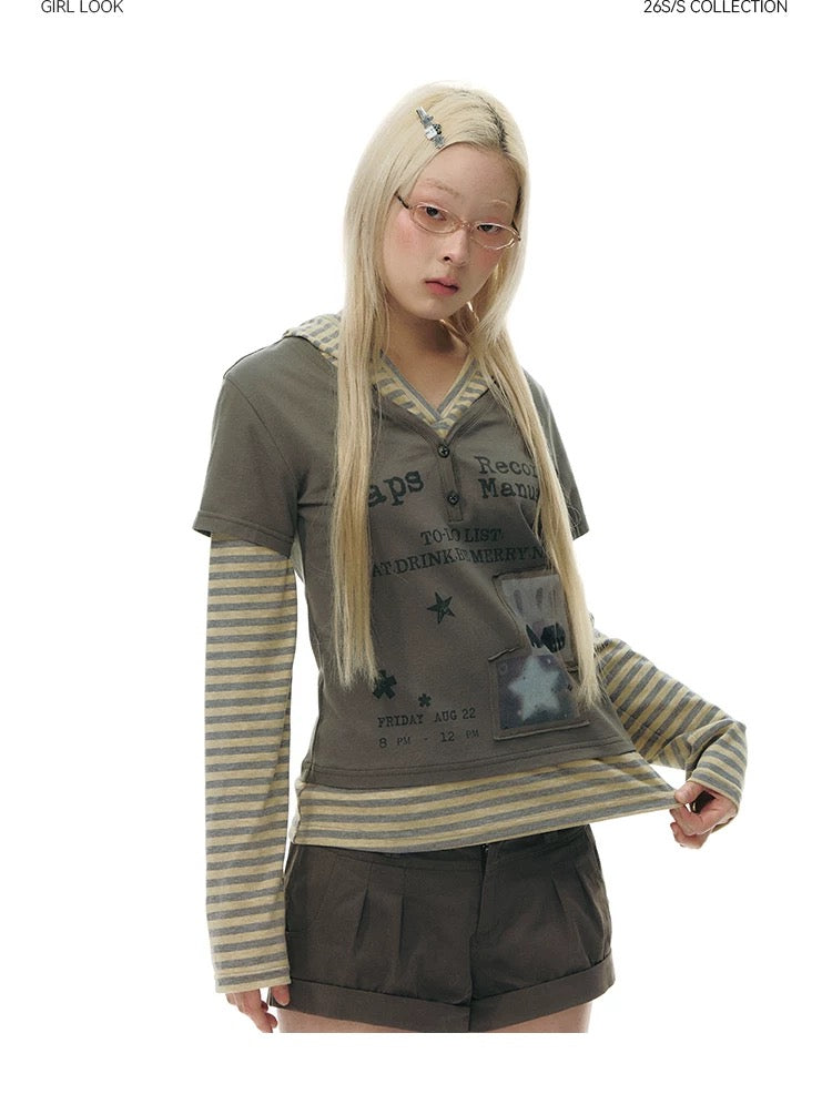 SPLICED HOODIE T-SHIRT