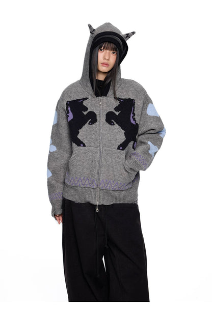 FERAL HORN KNIT ZIP