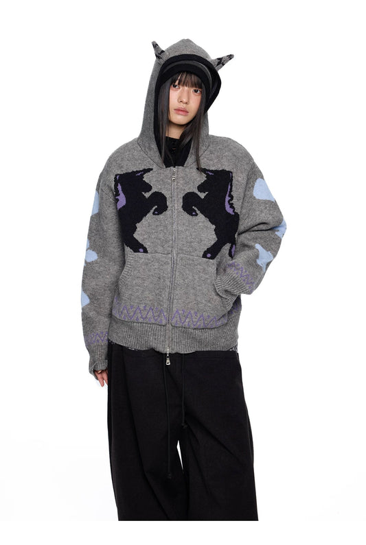 FERAL HORN KNIT ZIP
