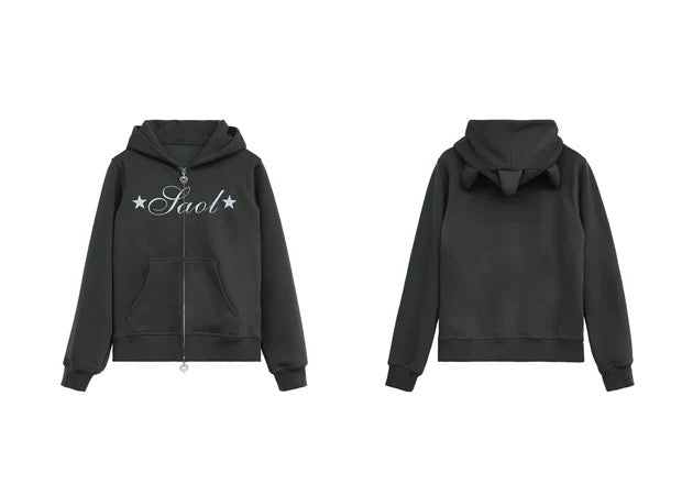 HORNED FLEECE HOODIE