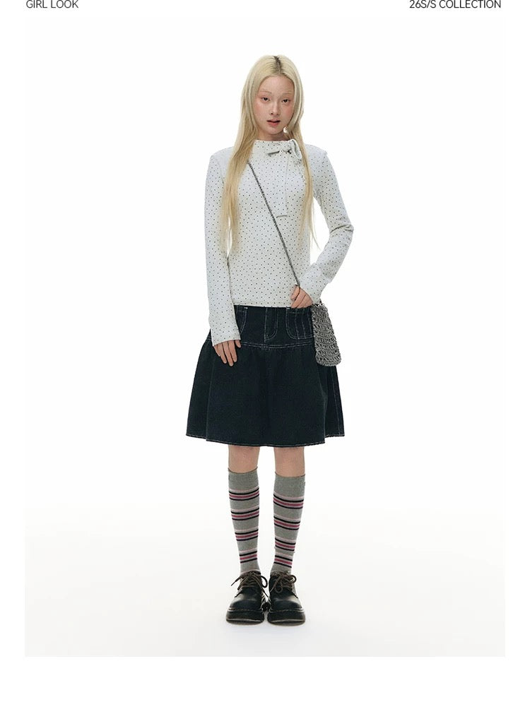 VINTAGE A-LINE DENIM SKIRT