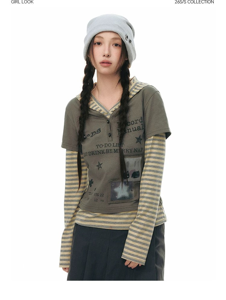 SPLICED HOODIE T-SHIRT