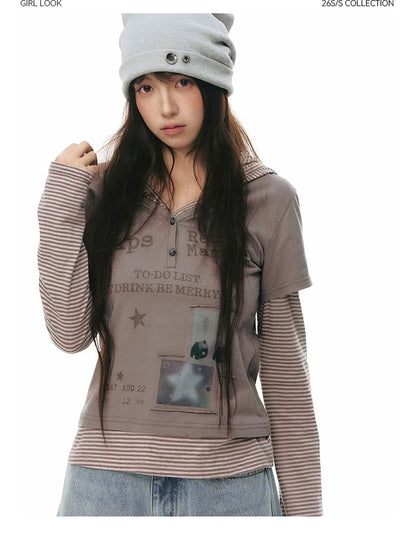 SPLICED HOODIE T-SHIRT