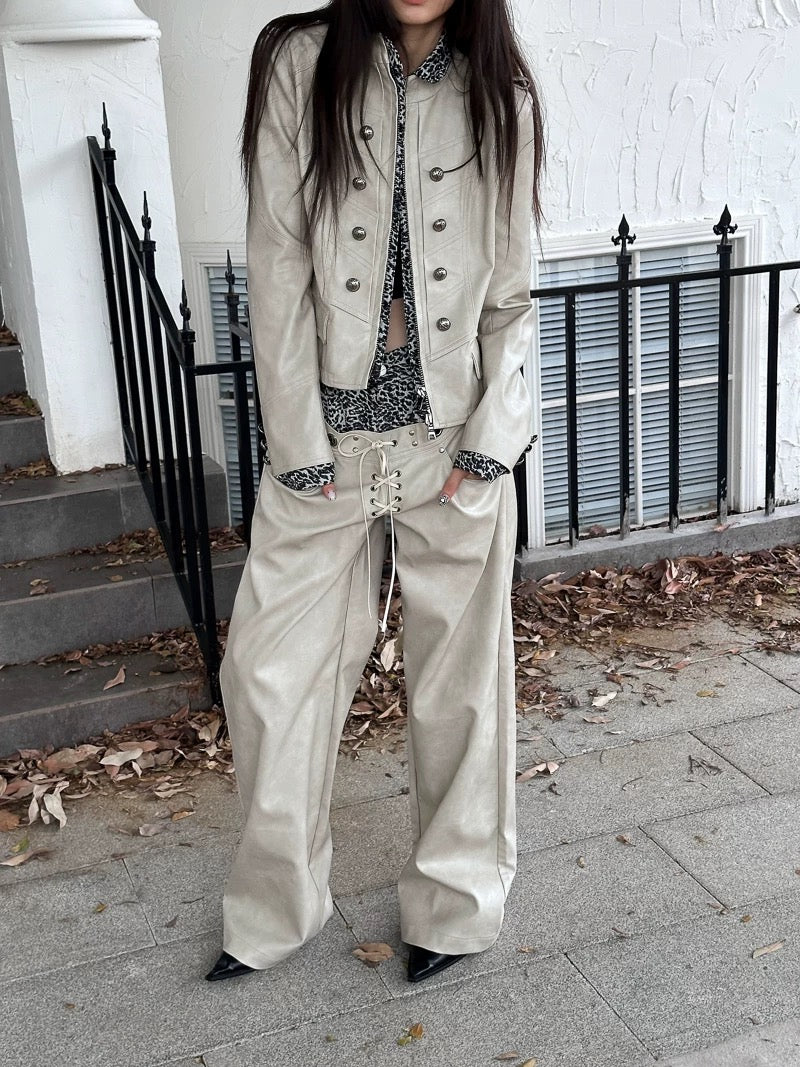 PUNK LEOPARD LAYERD PANTS