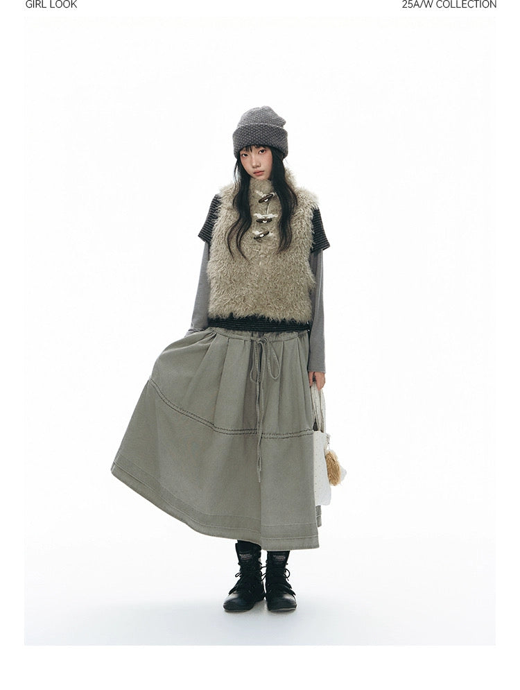 DRAWSTRING COTTON SKIRT