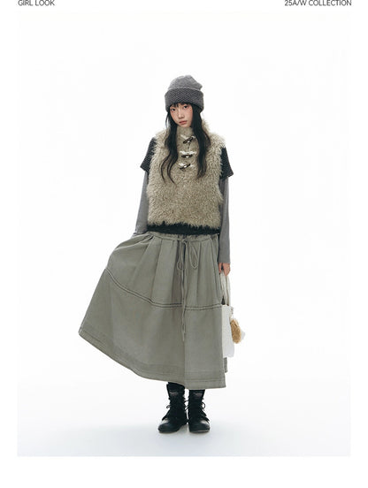 DRAWSTRING COTTON SKIRT