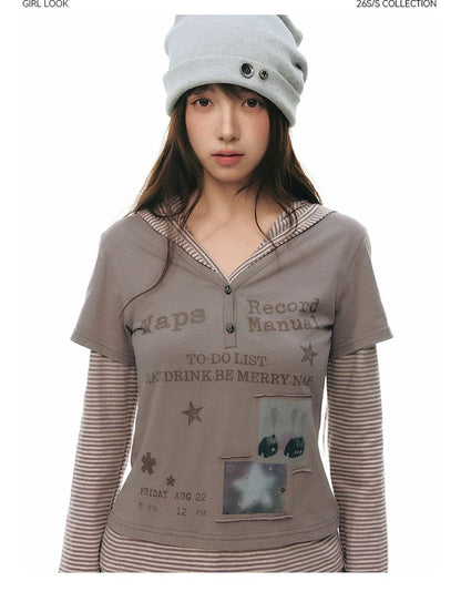 SPLICED HOODIE T-SHIRT