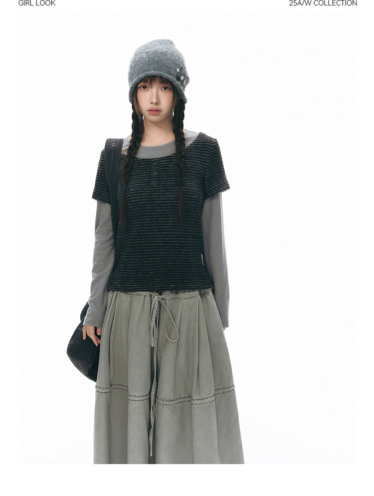 DRAWSTRING COTTON SKIRT