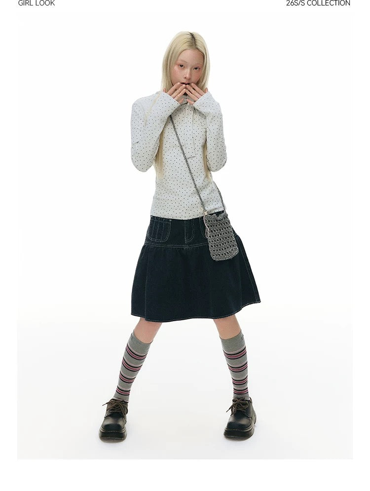 VINTAGE A-LINE DENIM SKIRT