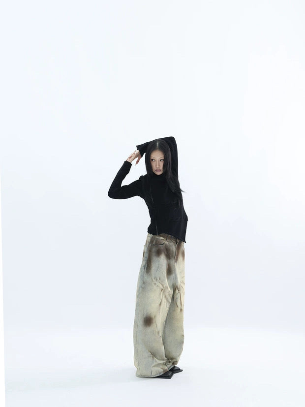 ASYMMETRY HIGH NECK SWEATER