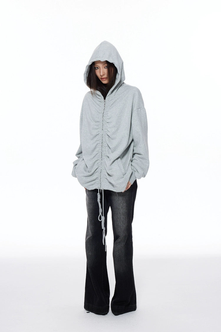 RUCHED ZIP HOODIE