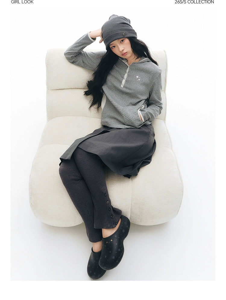 STRIPED HENLEY HOOD TOP