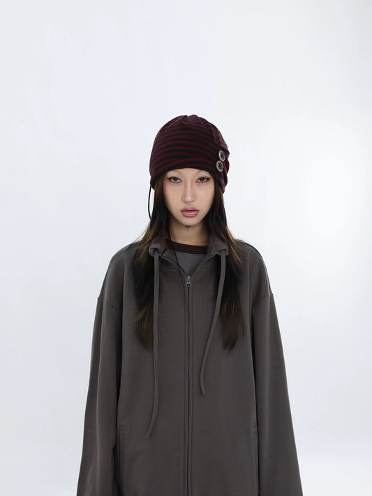 STRIPE BUTTON BEANIE