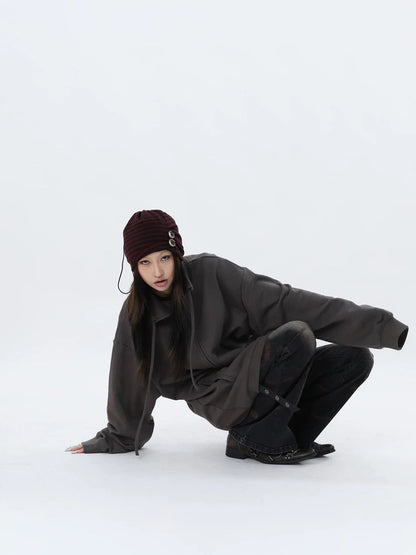 STRIPE BUTTON BEANIE