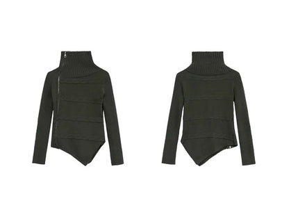 ASYMMETRY HIGH NECK SWEATER