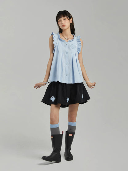 COLOR-BLOCK A-LINE MINI SKIRT
