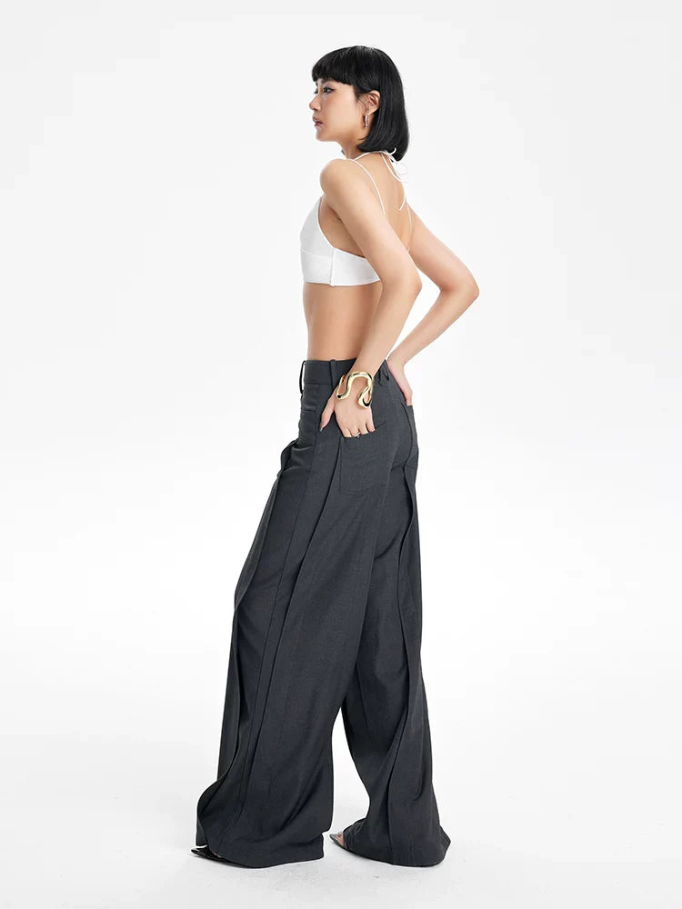 CHIC PATCHWORK WIDE-LEG PANTS