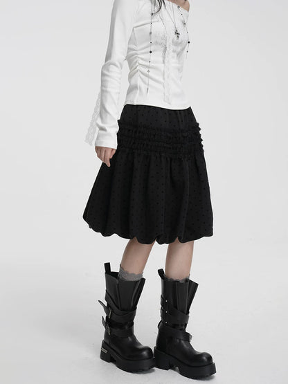 POLKA DOT HALTER MIDI SKIRT