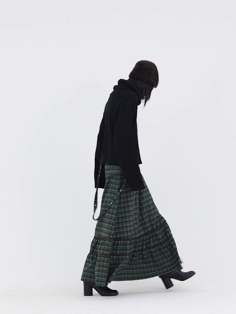 TIERED CHECK SKIRT