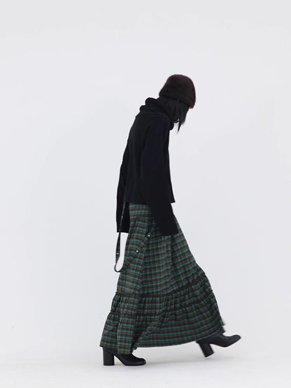 TIERED CHECK SKIRT