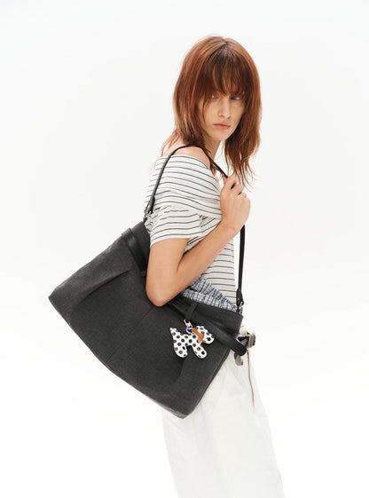 CHECKERED PANEL TROUSERS WITH TOTE