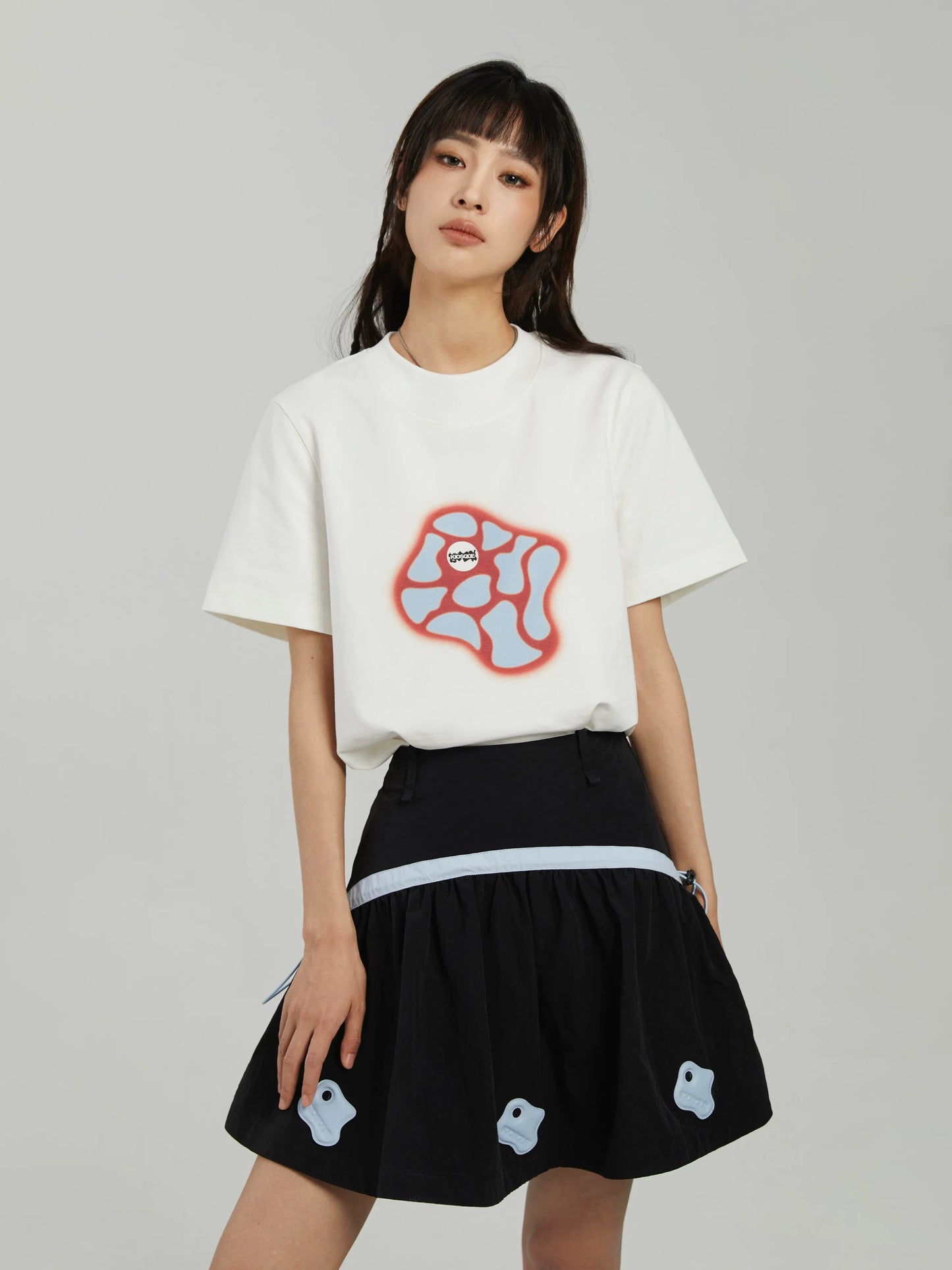 COLOR-BLOCK A-LINE MINI SKIRT