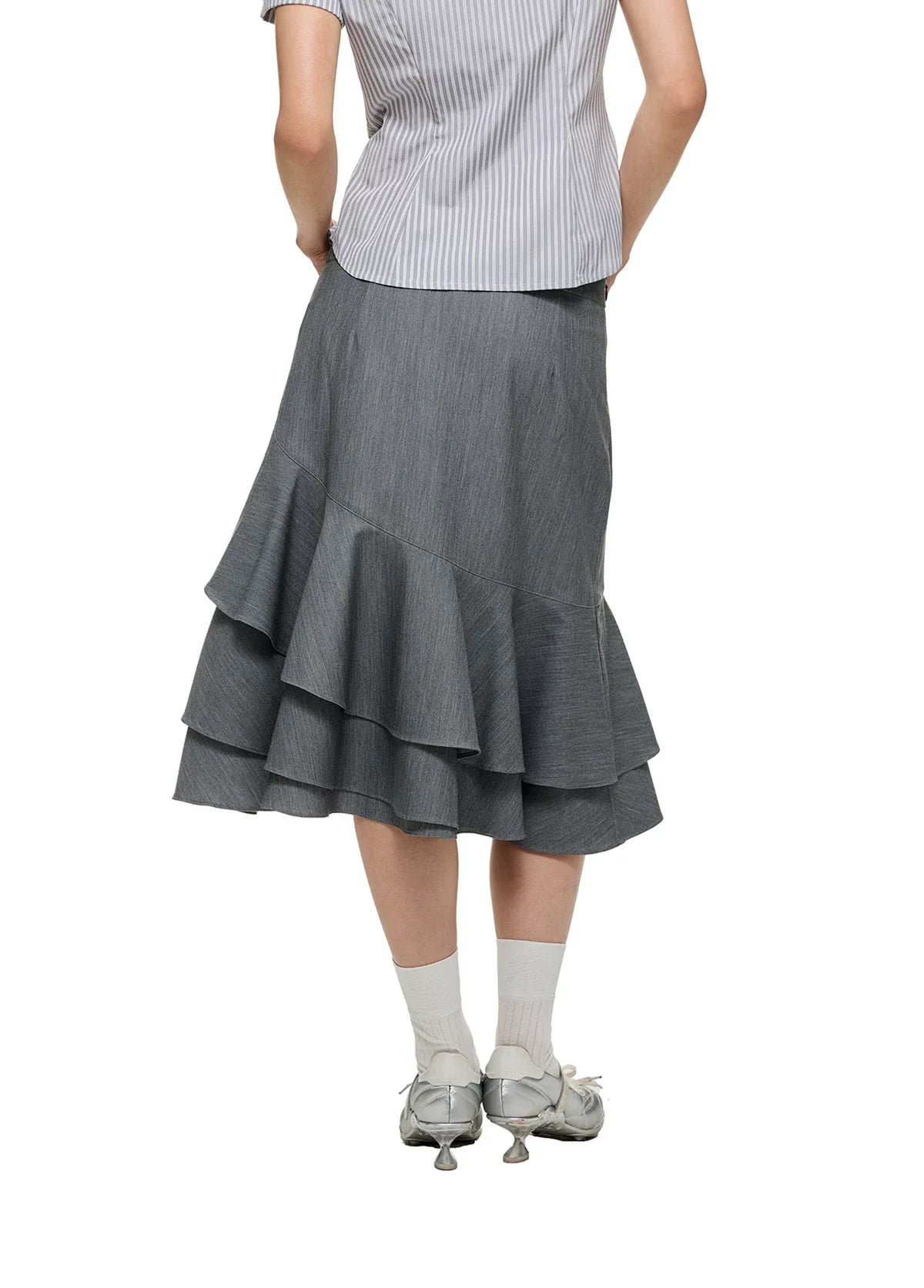 LAYERED RUFFLE SKIRT & FLARE TROUSERS