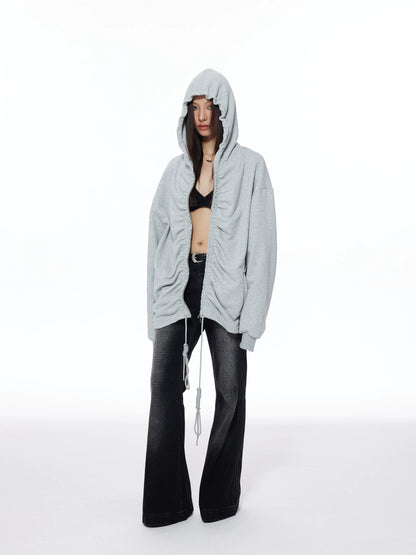 RUCHED ZIP HOODIE