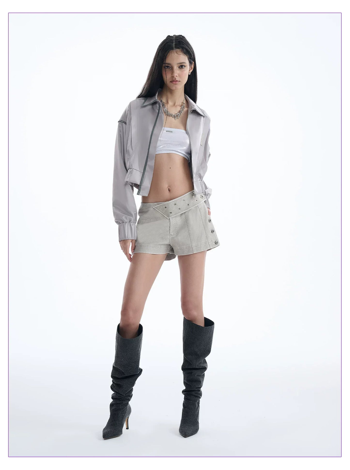 DIAGONAL STRAP LOW-RISE SHORTS
