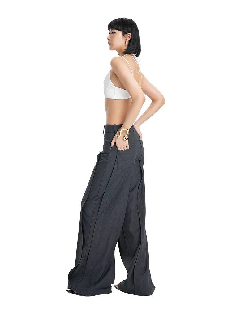 CHIC PATCHWORK WIDE-LEG PANTS