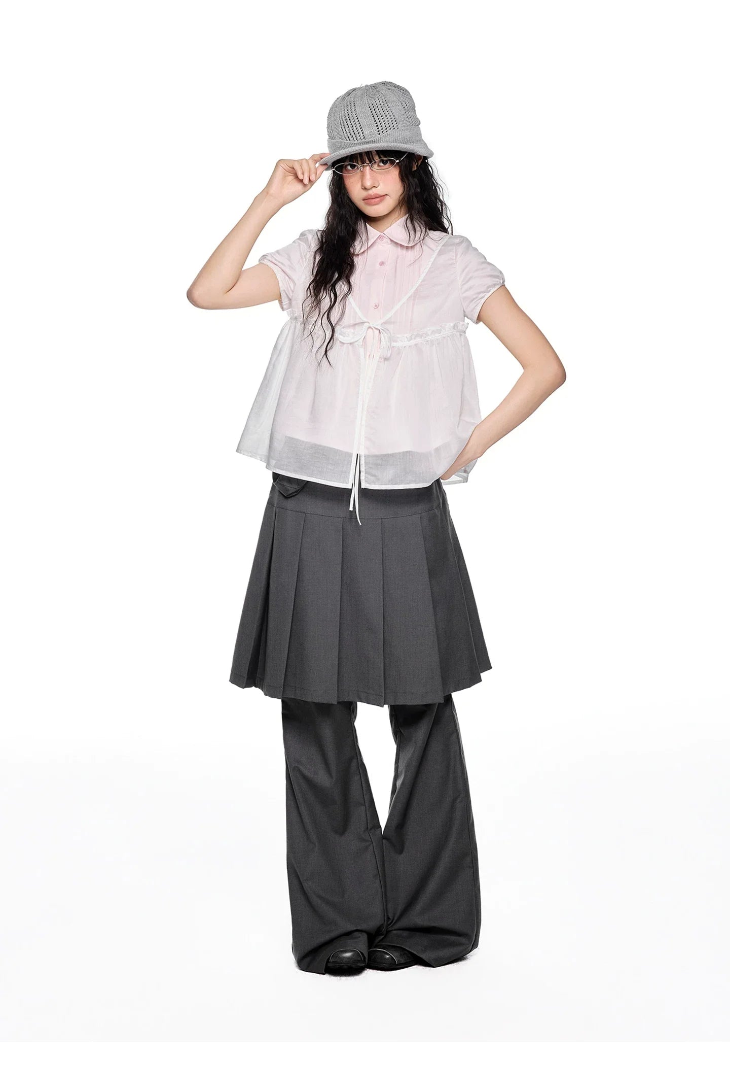 PLEATED FLARE TROUSERS