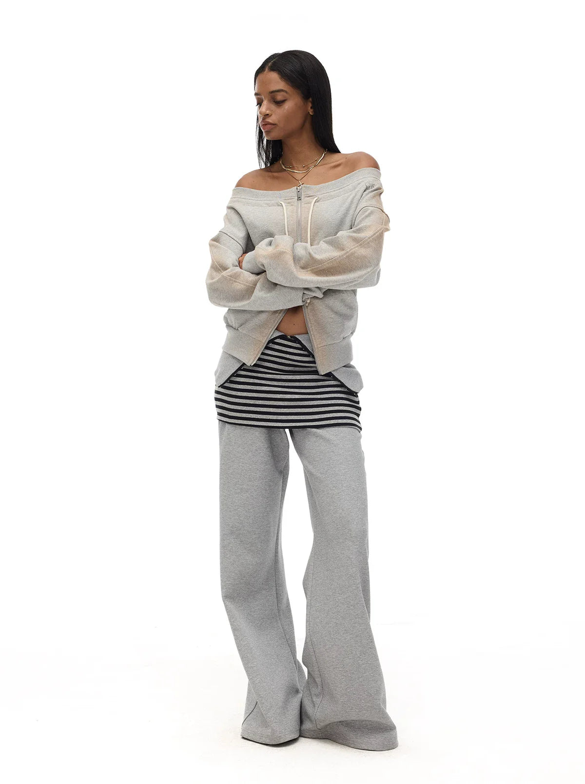 ADJUSTABLE WAIST WIDE-LEG SWEATPANTS