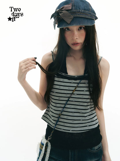 LACE STRIPED CAMISOLE SET