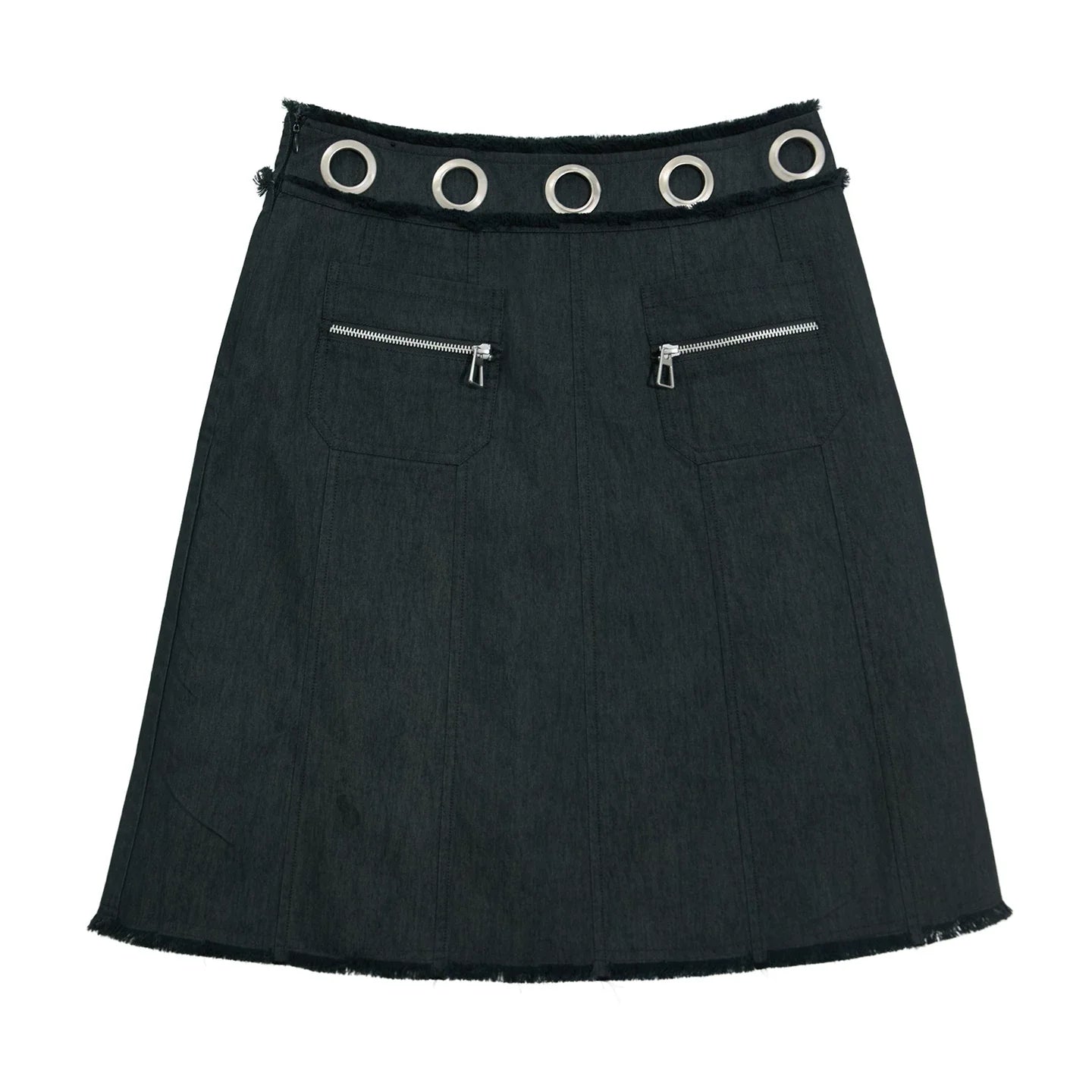 DENIM BUSTIER SKIRT WITH ZIPPERS