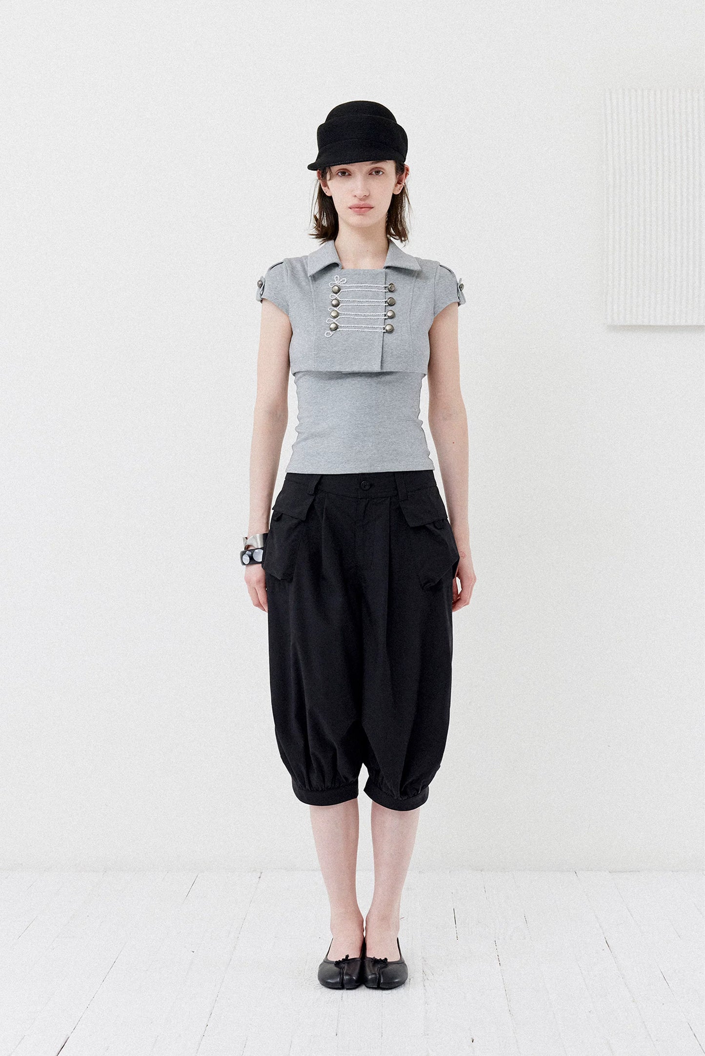 DOUBLE-BREASTED CROP TOP SET
