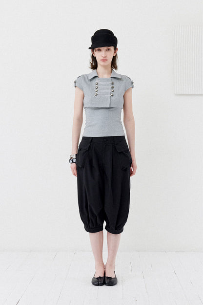 DOUBLE-BREASTED CROP TOP SET