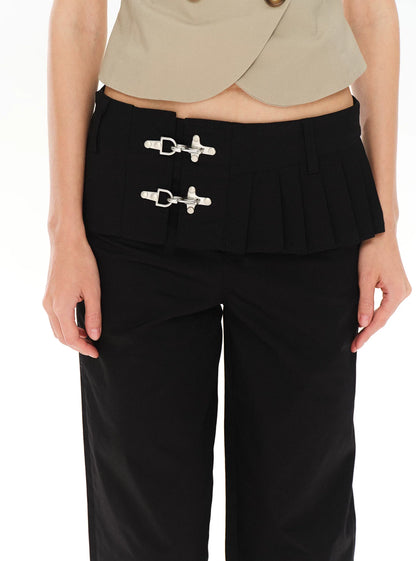 LOW-WAIST STYLISH PANTS WITH BUCKLE