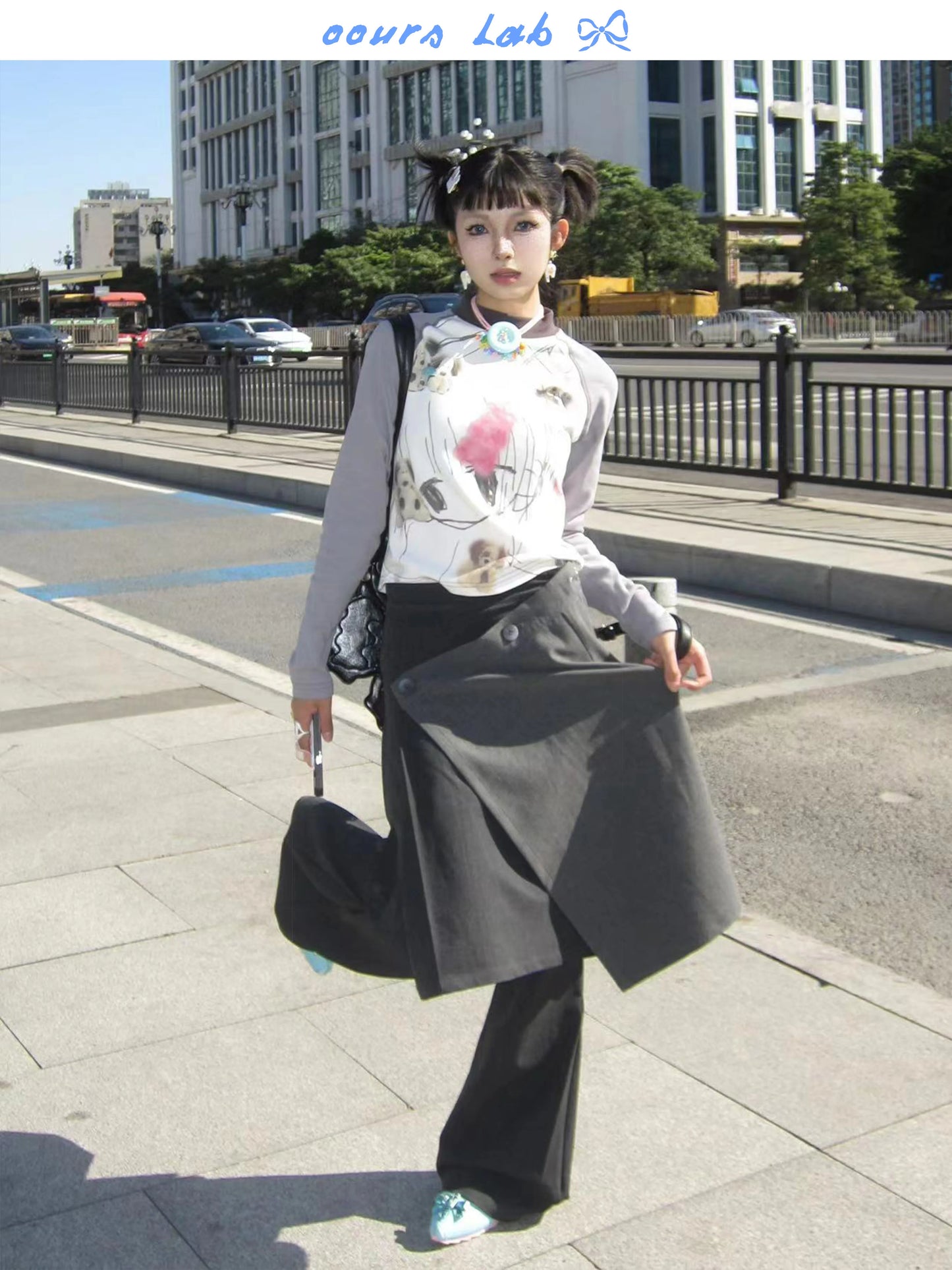 ASYMMETRIC PLEATED SKIRT SET