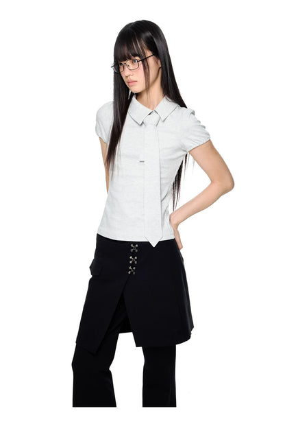 V-NECK PUFF-SLEEVE TOP