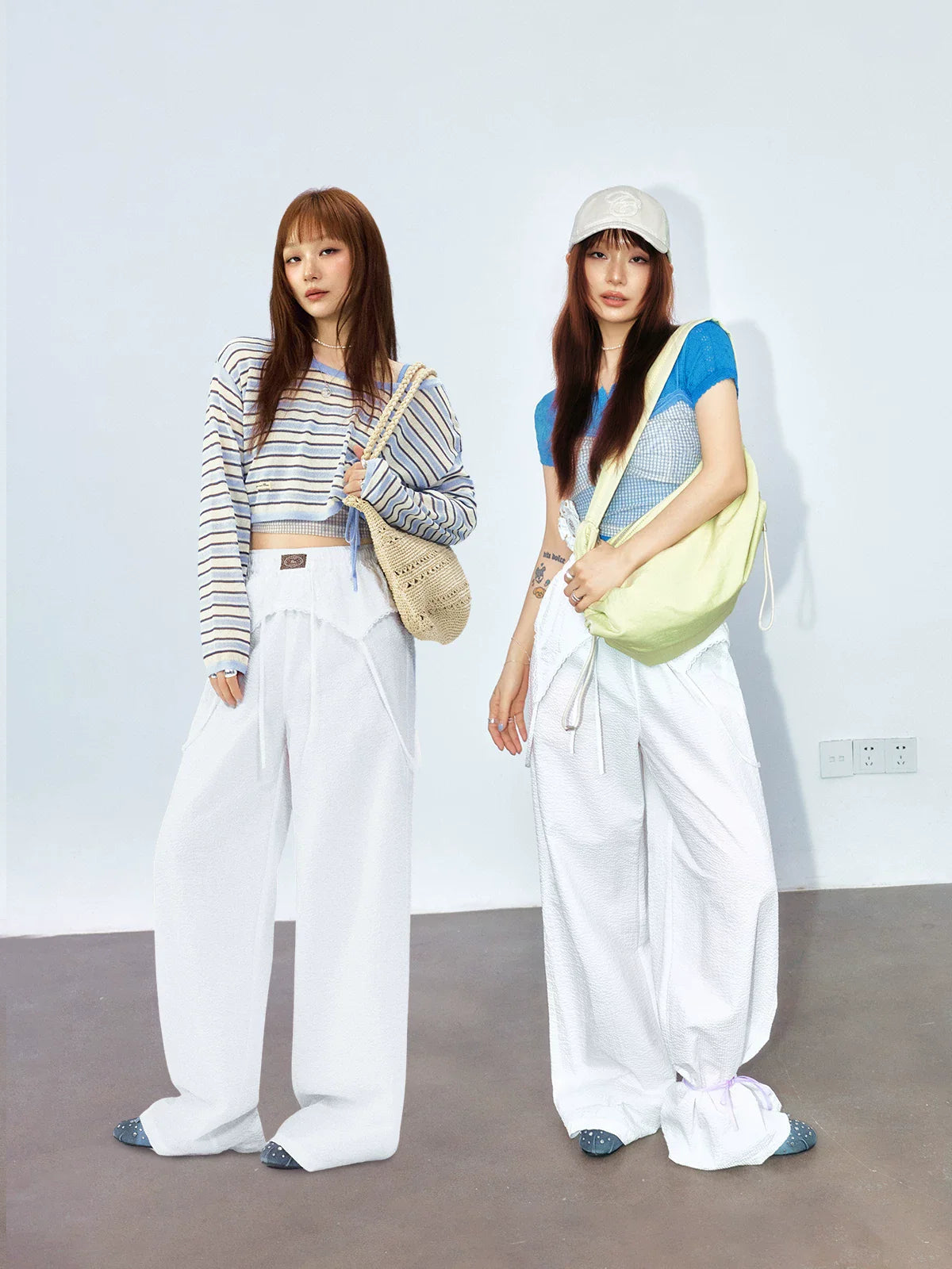 LACE-PANEL WIDE-LEG PANTS