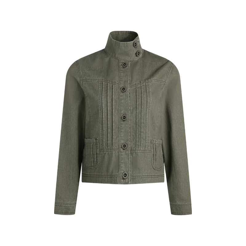 PLEATED DENIM JACKET