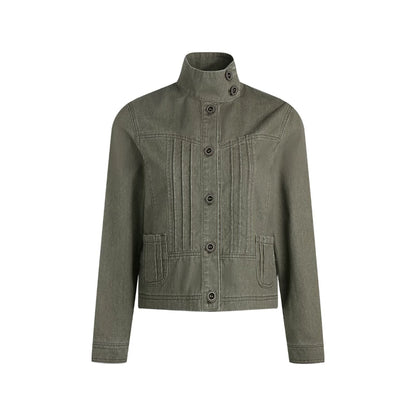 PLEATED DENIM JACKET