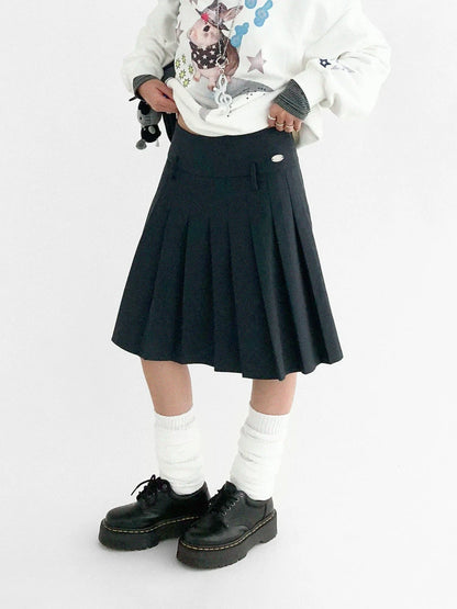 PLEATED MID-LENGTH PEPLUM SKIRT