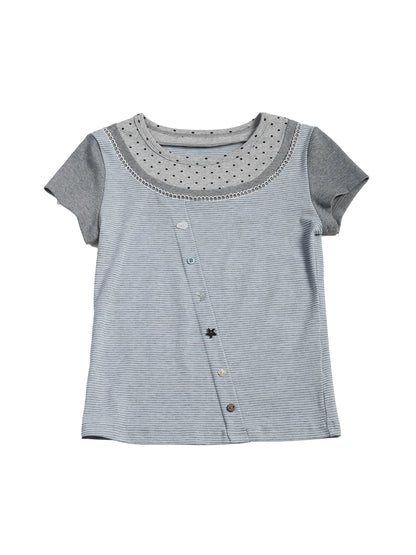 COLOR-BLOCK POLKA DOT T-SHIRT