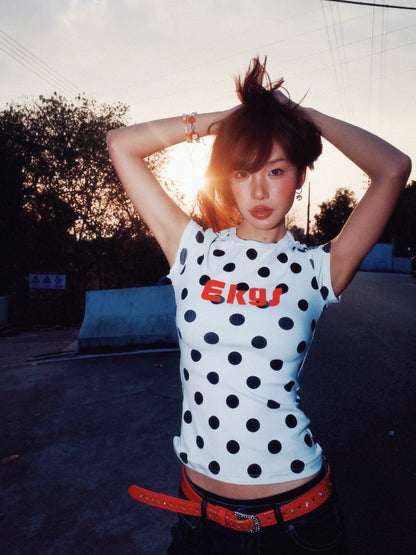 POLKA DOT FULL PRINT T-SHIRT